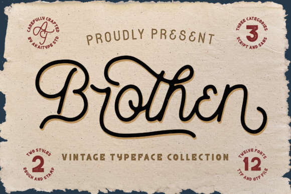 Brothen Font: Vintage Script & Sans Serif Duo for Makers